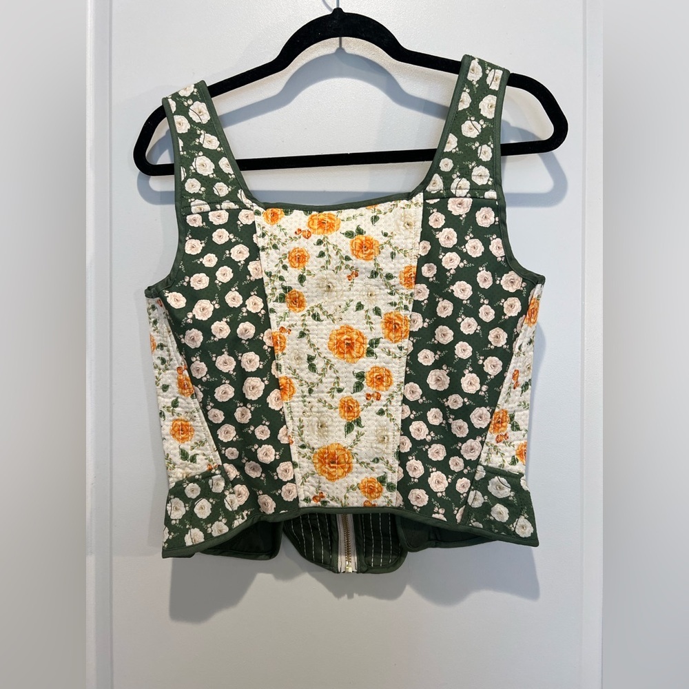 Agua Bendita Sinclair Floral Corset Top Green Size L NWT - Picture 3 of 9